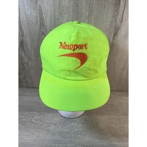 Vintage Newport Cigarette Hat Neon Green with Orange Logo - Snap Back Never Worn